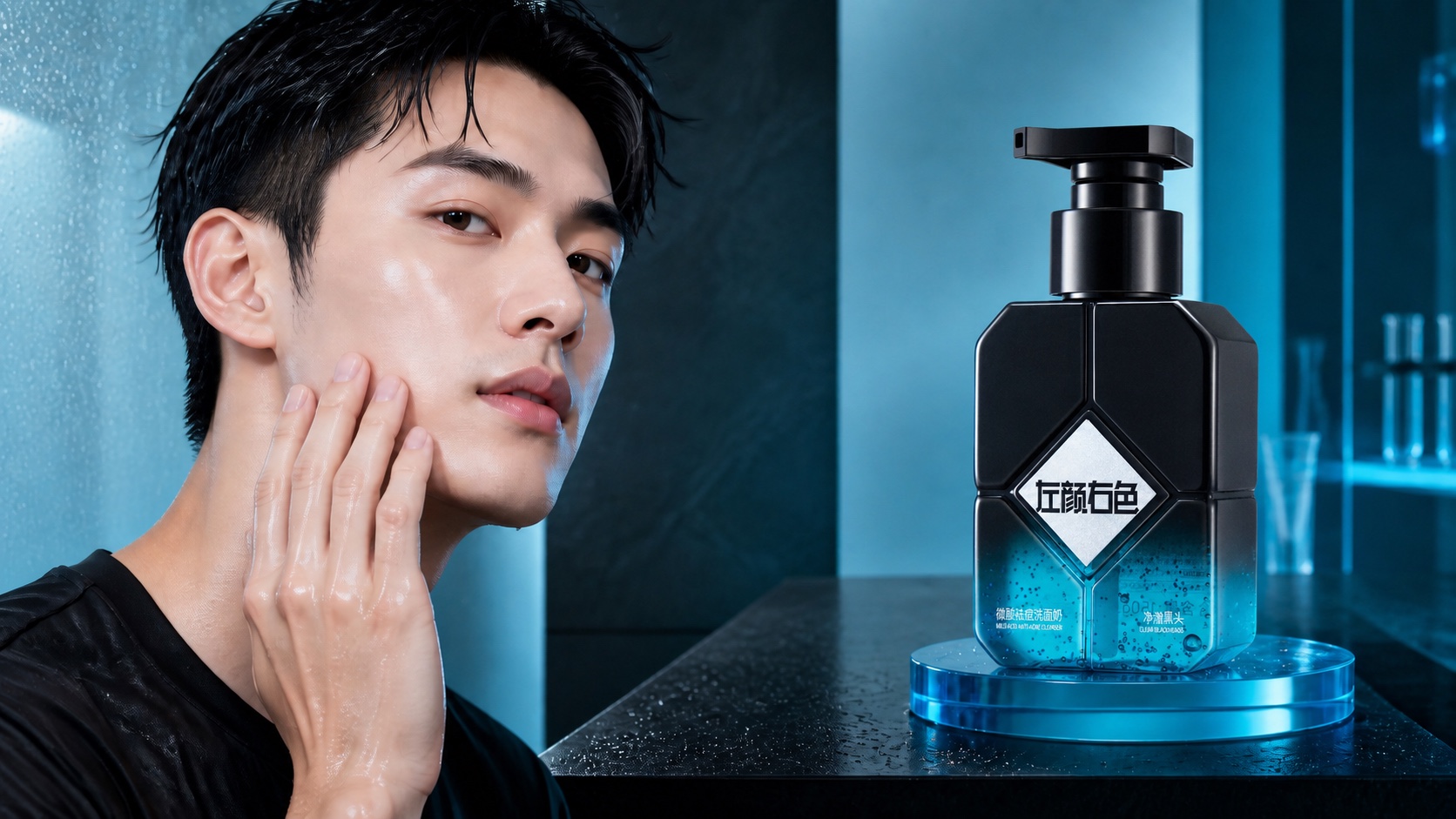 Young Malaysian man after a fresh skincare cleanse